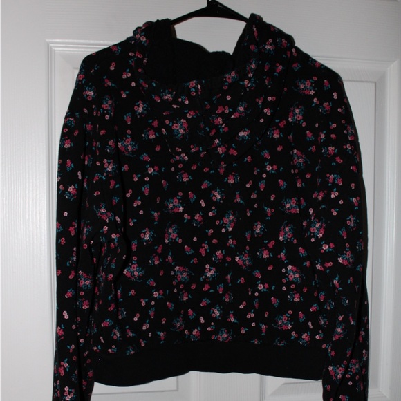 Vans Black Floral Hoodie with Pink and Blue flowers - Picture 3 of 3